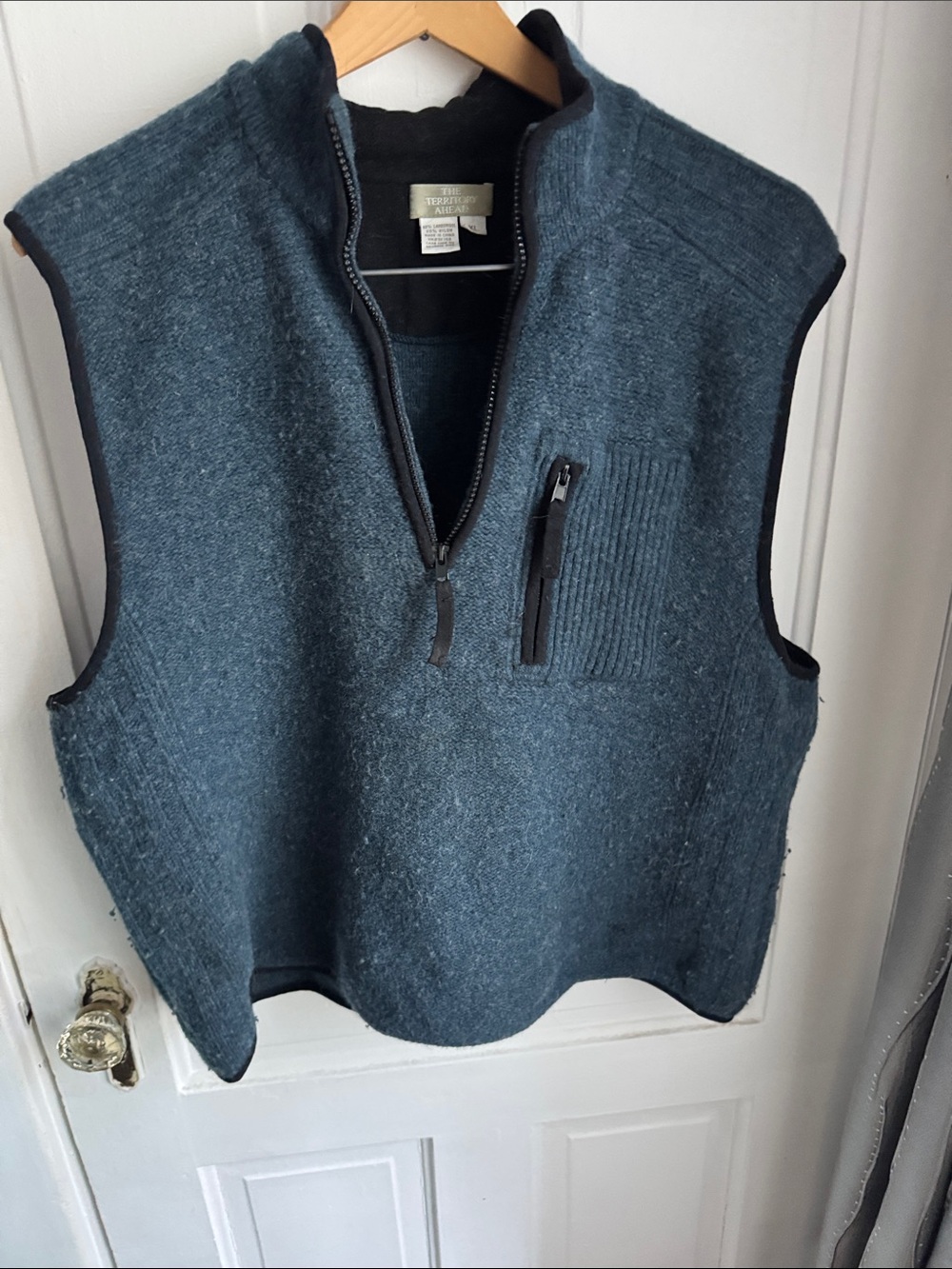 The Territory Ahead Half-Zip Wool Blend Vest in Slate Blue